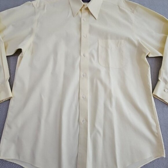 Roberto Villini Button-Up Shirt Men's 16 32-33 Yellow Long Sleeve Non-Iron - Picture 7 of 15